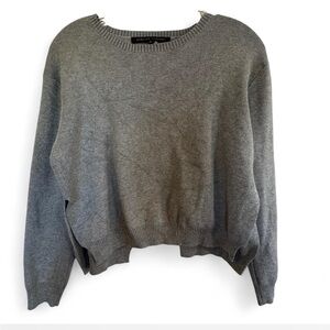 English Factory Gray Crew Neck Sweater with side and back slits size small